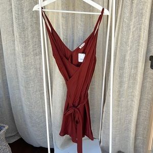 Deep rust silky wrap around freepeople intimates dress.